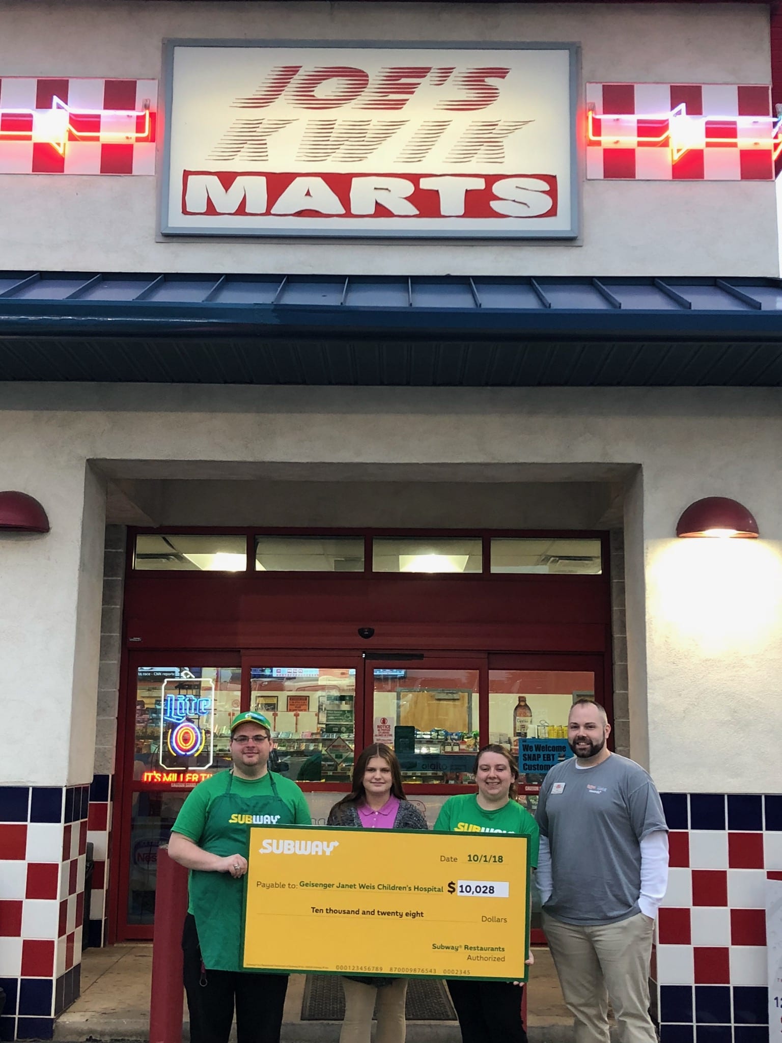 Subway locations announce total raised for Geisinger Weis
