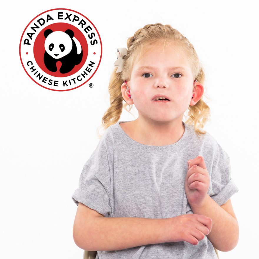 Child with Panda Express logo