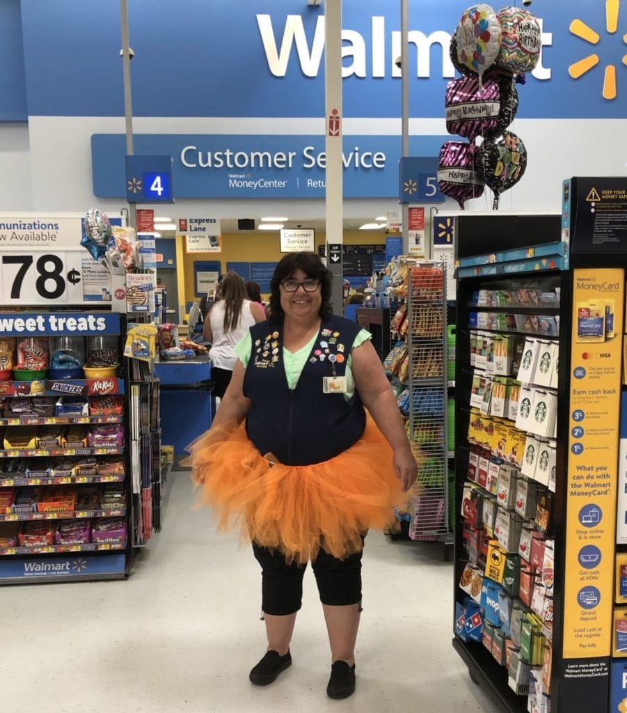 Associate from Walmart 2822 Walker dressed-up to raise money.