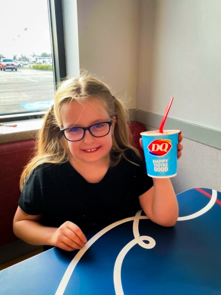 Miracle Child Addison enjoys a BLIZZARD on Miracle Treat Day!